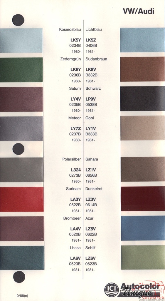1980 - 1983 Volkswagen Paint Charts Autocolor 2